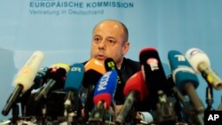 El ministro de Energía de Ucrania, Yuri Prodan, dio una rueda de prensa en Berlín.