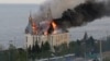 A building of the Odesa Law Academy is on fire after a Russian missile attack in Odesa, Ukraine, April 29, 2024.