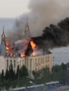 A building of the Odessa Law Academy is on fire after a Russian missile attack in Odessa, Ukraine, Monday, April 29, 2024.