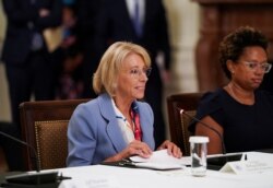 U.S. Education Secretary Betsy DeVos attends an event on reopening schools amid the coronavirus disease (COVID-19) pandemic in the East Room at the White House in Washington, July 7, 2020.