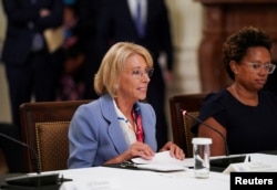U.S. Education Secretary Betsy DeVos attends an event on reopening schools amid the coronavirus disease (COVID-19) pandemic in the East Room at the White House in Washington, July 7, 2020.