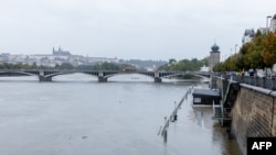 This photo taken on Sept. 15, 2024 in Prague shows the Vltava river as floods hit the Czech Republic. 