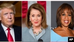 (Top row, L-R): President Donald Trump, House Speaker Nancy Pelosi, CBS News' Gayle King, (Bottom row, L-R): are among the people honored in Time’s “100 Most Influential People in the World” issue, April 17, 2019. 