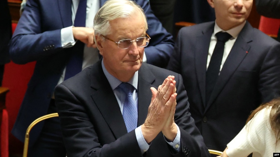 French Prime Minister Michel Barnier gestures after the result of the no-confidence vote on his administration at the National Assembly in Paris on Dec. 4, 2024.