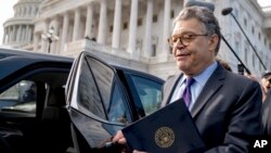 Sen. Al Franken, D-Minn., leaves the Capitol after speaking on the Senate floor, Dec. 7, 2017, on Capitol Hill in Washington. (AP Photo/Andrew Harnik)