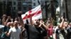 Anti-LGBT protesters shout as they take part in a rally ahead of the planned March for Dignity during Pride Week in Tbilisi, Georgia, July 5, 2021.