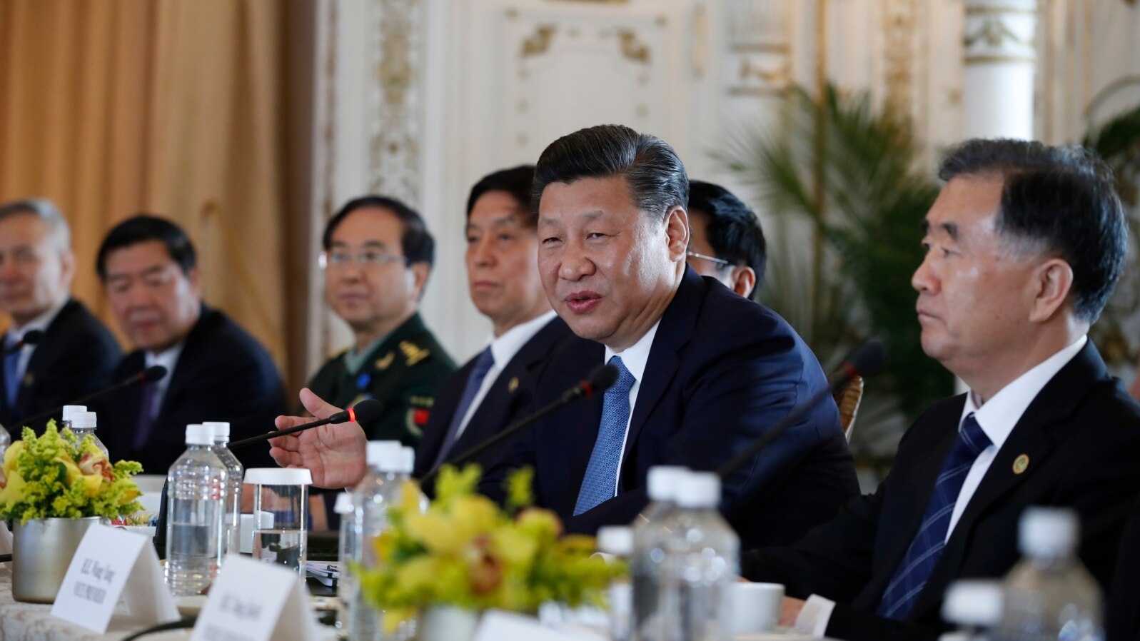 Chinese President Xi Jinping speaks during a bilateral meeting with President Donald Trump at Mar-a-Lago, April 7, 2017, in Palm Beach, Fla.