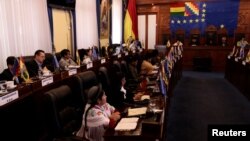 Sesi Senat Bolivia di gedung Kongres di La Paz, Bolivia, 20 November 2019.