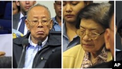 Combination photo shows four former Khmer Rouge leaders during their trial at the Extraordinary Chambers in the Courts of Cambodia on the outskirts of Phnom Penh, June 27, 2011.