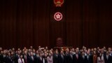 香港立法會議員和特首李家超在通過《維護國家安全條例草案》後合照。