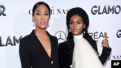 Actress MJ Rodriguez, left, and singer Janelle Monae attend the Glamour Women of the Year Awards at Spring Studios in New York, Nov. 12, 2018. 