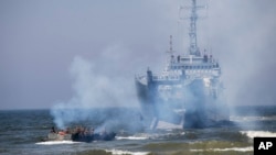 Poland's navy ships and U.S. marines take a part in a landing operation during military Exercise Baltops 2018 at the Baltic Sea near village Nemirseta in Klaipeda district, Lithuania.