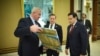 This photograph from Ukrainian Presidential Press Service shows Ukraine Foreign Affairs Minister Andrii Sybiha holding a religious icon as he speaks with U.S. Secretary of State Marco Rubio and U.S. National Security Advisor Mike Waltz in Jeddah, Saudi Arabia March 11, 2025.