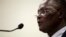 Interim President Jocelerme Privert speaks during his speech at the submission act of the report of a commission set up to re-examine the first round election results at the National Palace in Port-au-Prince, Haiti, May 30, 2016. 