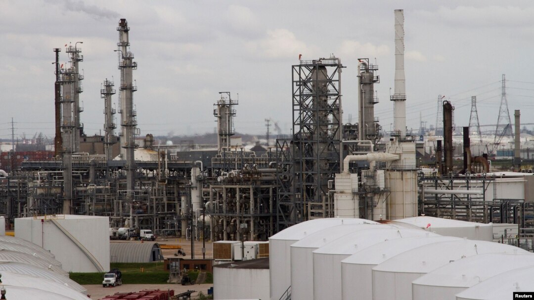 FILE - An oil refinery and storage facility is pictured south of downtown Houston, Jan. 30, 2012.