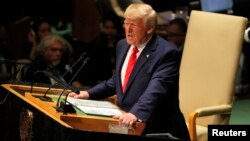 Le président américain Donald Trump, à la 74e session de l'Assemblée générale de l'ONU, New York, 24 septembre 2019.