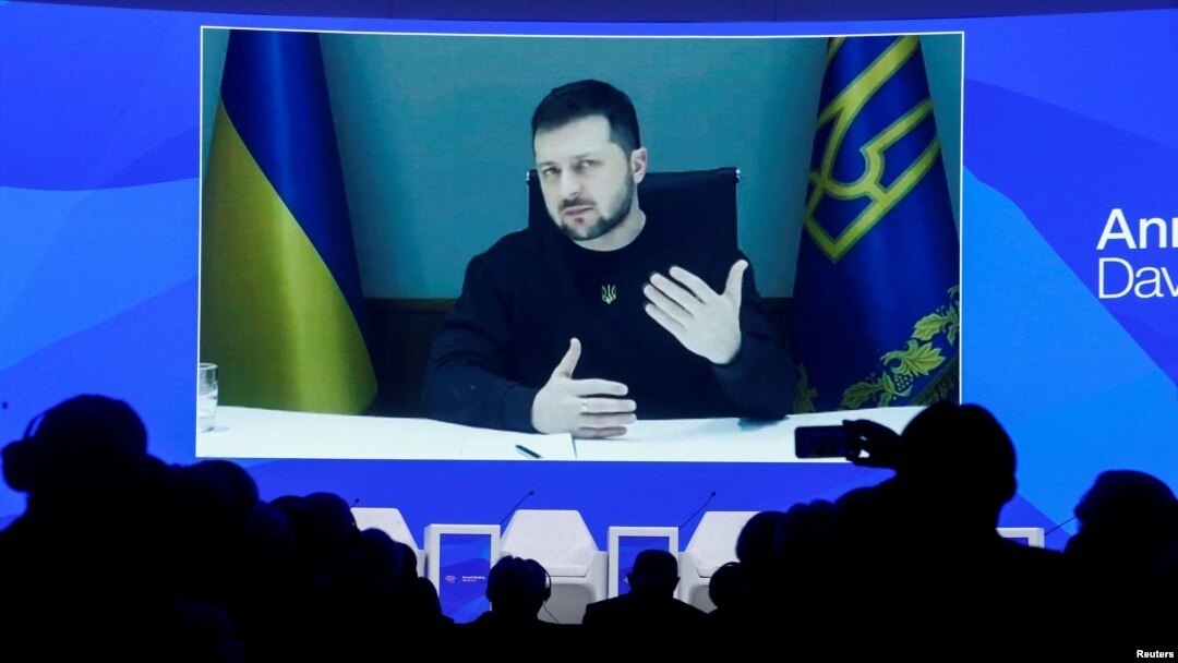 Ukrayna Cumhurbaşkanı Volodimir Zelenski, Dünya Ekonomik Forumu'na video link bağlantısı ile katıldı.