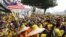 Protesters listen to speeches during a rally organized by pro-democracy group Bersih (Clean) in Malaysia's capital of Kuala Lumpur, Aug. 29, 2015. 