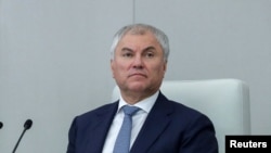 FILE - Speaker of Russia's State Duma lower house of parliament Vyacheslav Volodin attends a plenary session in Moscow, Russia October 24, 2024. Russian State Duma/Handout via REUTERS