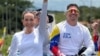 ARCHIVO - El periodista venezolano Luis Pérez, (Der) al lado de la líder opositora María Corina Machado durante la campaña presidencial opositora por Venezuela. 