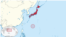 A map showing Japan, highlighted in red, with the location of Okinotori circled.