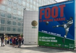 The Arab World Institute's exhibit was timed to coincide both with the Nations Cup and the Women's World Cup. (L. Bryant/VOA)