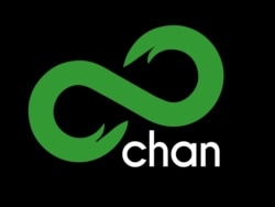 The 8chan logo from an anonymous online forum.