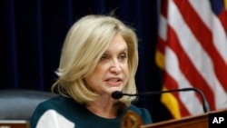 FILE - Rep. Carolyn Maloney, D-N.Y., chair of the House Oversight Committee, speaks during a hearing on Capitol Hill in Washington, March 11, 2020.