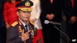 Kapolri Idham Aziz setelah upacara pelantikan di Jakarta, 1 November 2019. (Foto: AP)