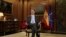 Spain's King Felipe VI delivers his traditional Christmas address at Zarzuela Palace in Madrid, Spain, December 23, 2017 in this photo released December 24, 2017. 