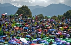 Supporters of Bogota's incoming Mayor Claudia Lopez attend her inauguration ceremony in Bogota on Jan. 1, 2020.