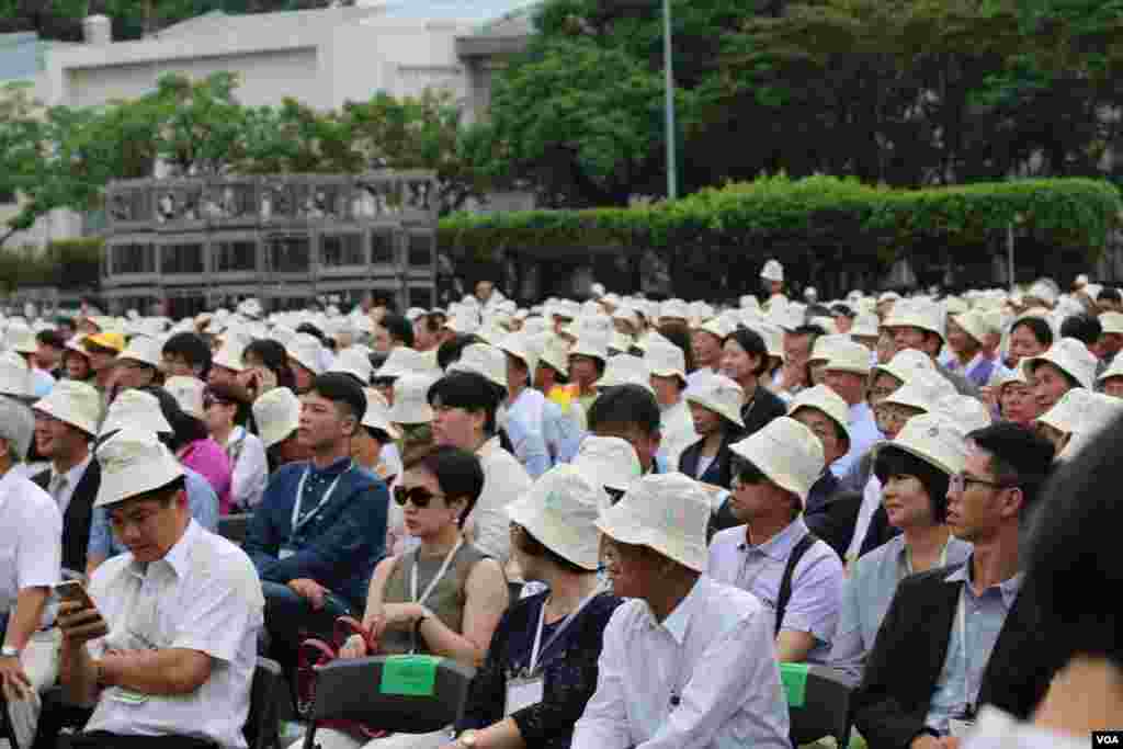 台湾总统蔡英文发表就职演说，2016年5月20日于总统府前典礼台上（美国之音齐勇明摄影）