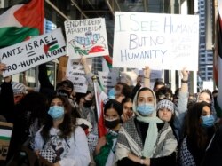 شکاگو میں فلسطینی مظاہرہ کر رہے ہیں۔ 12 مئی 2021