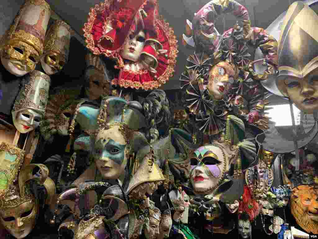 A shop in Venice specializes in carnival masks for the carnival, in Venice, Italy, Feb. 8, 2020.