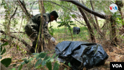 Un miembro el Ejército de Nicaragua en una jornada de limpieza en Managua. [Foto: Houston Castillo, VOA]