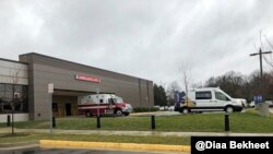 Ambulances are parked near a Hospital in Fairfax, Virginia, April 3, 2020. (Photo: Diaa Bekheet)