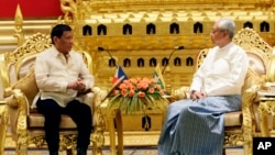  သမ္မတ Rodrigo Duterte နှင့် သမ္မတ ဦးထင်ကျော် တို့တွေ့ဆုံ 