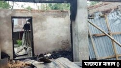 পীরগঞ্জের মাঝিপাড়ার জেলেপল্লীতে আগুনে ক্ষতিগ্রস্থ একটি ঘর- ফটো- মাজহার মান্নান