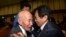 North Korean Chae Hun Sik, 88, left, meets with his South Korean son Chae Hee-yang, 65, during the Separated Family Reunion Meeting at Diamond Mountain resort in North Korea. Hundreds of elderly Koreans from divided North and South began three days of reunions with loved ones many have had no contact with since the war between the countries more than 60 years ago.