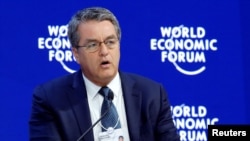 Roberto Azevedo, Directeur général de l'OMC au Forum économique mondial à Davos, en Suisse, le 24 janvier 2018.