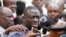 Kizza Besigye of the Forum for Democratic Change speaks to the media, Oct. 4, 2016. According to attorney Ladislaus Rwakafuzi, Uganda's main opposition leader was prevented was meeting Rwakafuzi, November 16, 2016. 