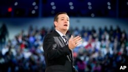 Republican Senator Ted Cruz speaks at Liberty University in Lynchburg, Virginia, to announce his campaign for president, March 23, 2015.