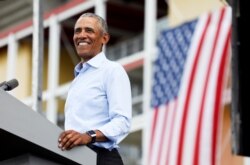 El expresidente Barack Obama durante su mitin en Orlando, el 27 de agosto de 2020.