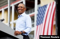 El expresidente Barack Obama durante su mitin en Orlando, el 27 de agosto de 2020.