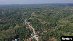 Pemandangan dari udara kecamatan Sepaku di Kabupated Penajam Paser Utara, Kalimantan Timur, 28 Agustus 2019. (Foto: Antara via Reuters)