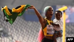 Shelly-Ann Fraser-Pryce à Doha le 29 septembre 2019.