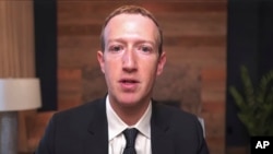 In this image from video, Facebook CEO Mark Zuckerberg testifies during a House Energy and Commerce Committee hearing at the U.S. Capitol in Washington, March 25, 2021.