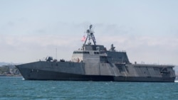 File Photo: The Independence-variant littoral combat ship USS Charleston (LCS 18) sails through San Diego Bay in transit to the ship's Naval Base San Diego homeport in San Diego, California, U.S. in this April 19, 2019 U.S. military handout photo.