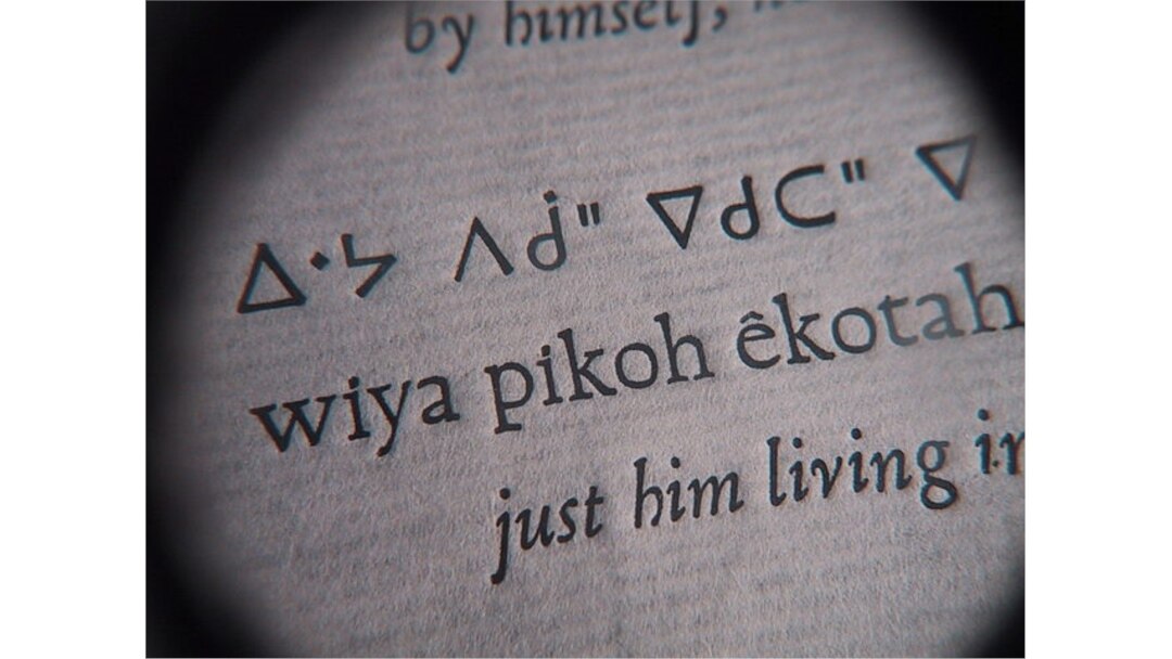 Cree A close up of a proof from a freshly made Cree-language typeface. Cree, like many other indigenous languages, uses syllabics rather than the Latin alphabet.