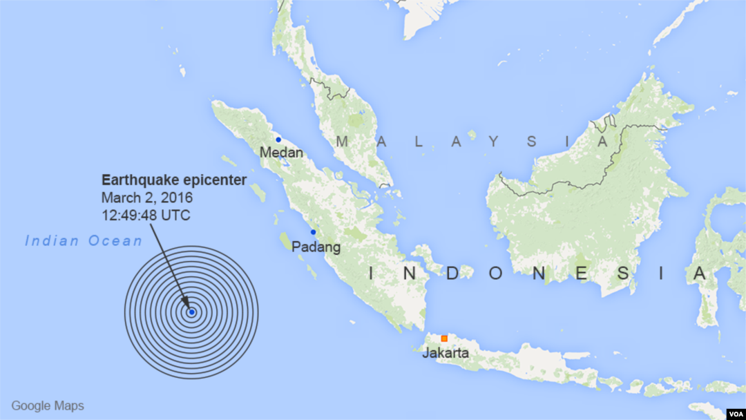 Peta gempa di Sumatra